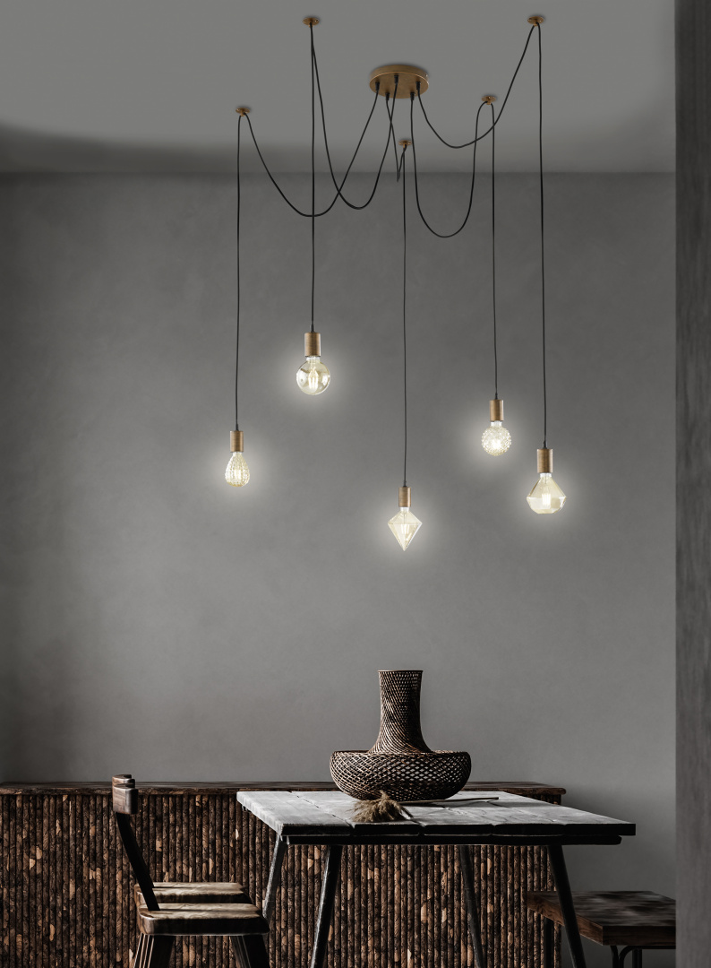 Rippuv valgusti 5 tk E27 antiikne vask