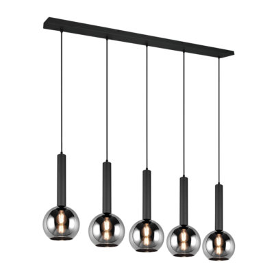Rippuv valgusti 5 tk E27 must matte
