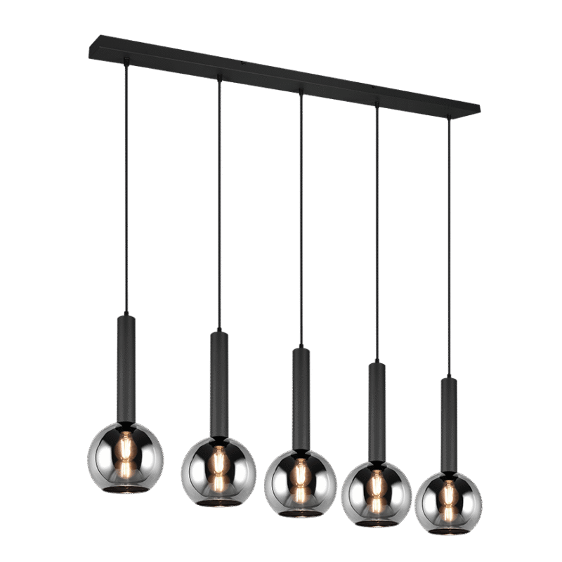 Rippuv valgusti 5 tk E27 must matte