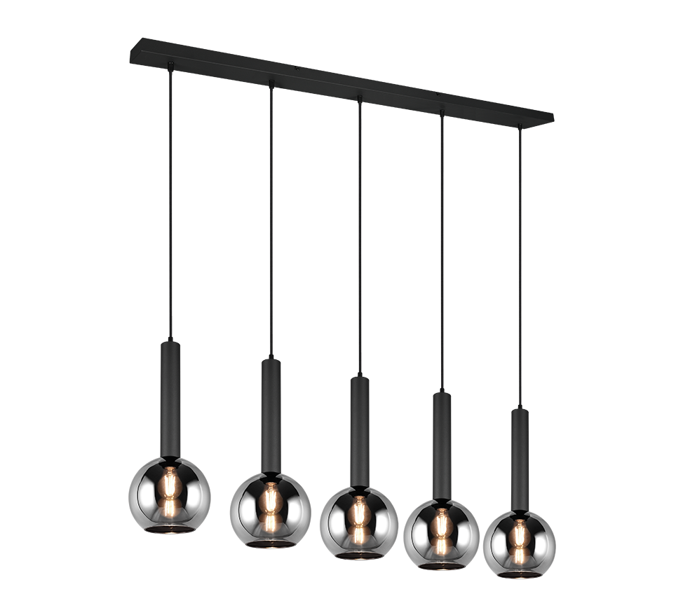 Rippuv valgusti 5 tk E27 must matte