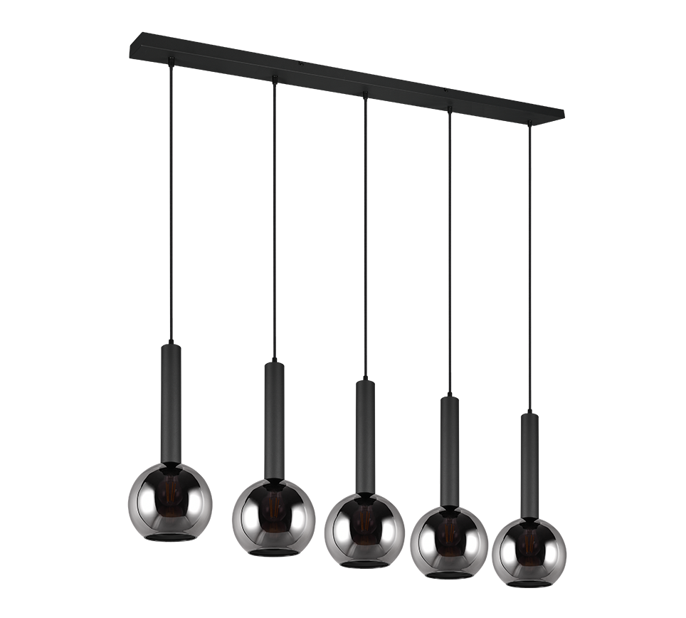 Rippuv valgusti 5 tk E27 must matte - Image 3