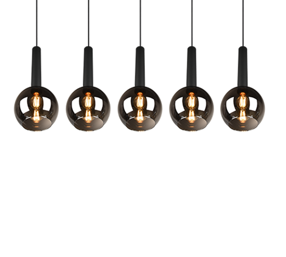 Rippuv valgusti 5 tk E27 must matte - Image 4