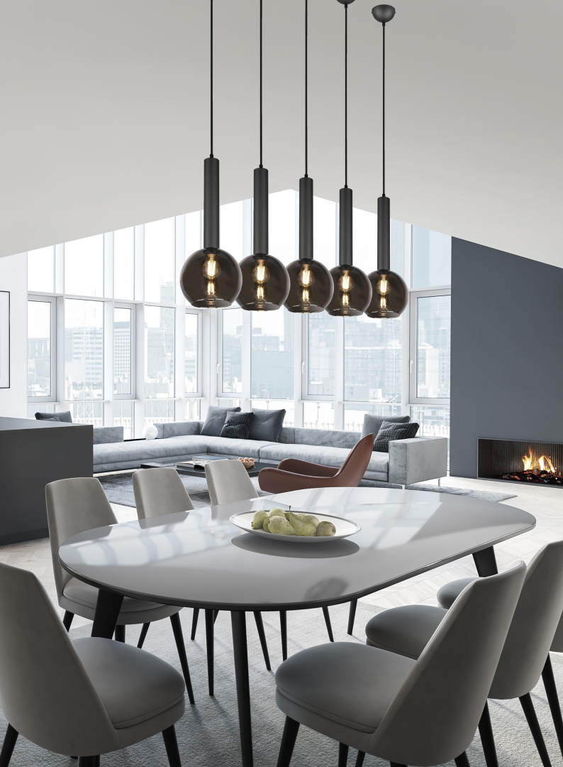 Rippuv valgusti 5 tk E27 must matte - Image 2