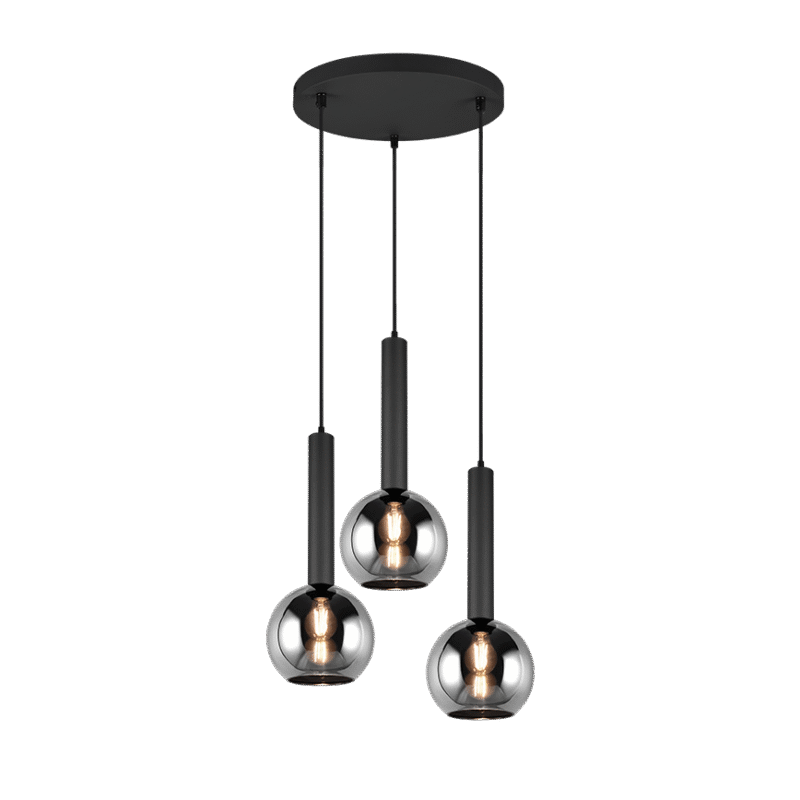 Rippuv valgusti 3-osaline E27 must matte