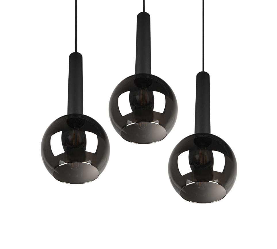 Rippuv valgusti 3-osaline E27 must matte - Image 5