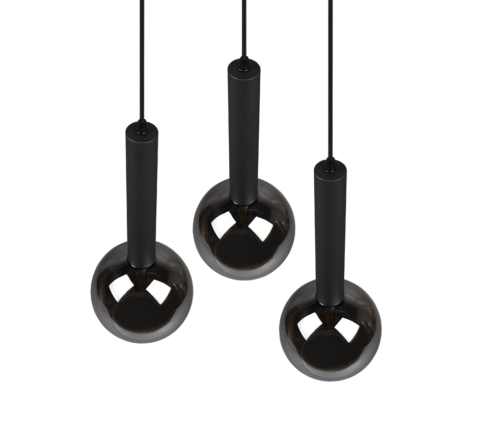 Rippuv valgusti 3-osaline E27 must matte - Image 6