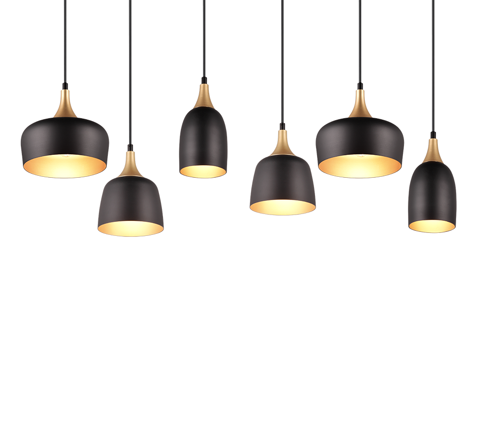 Rippuv valgusti 6 tk E27 matt must/matt messing - Image 4