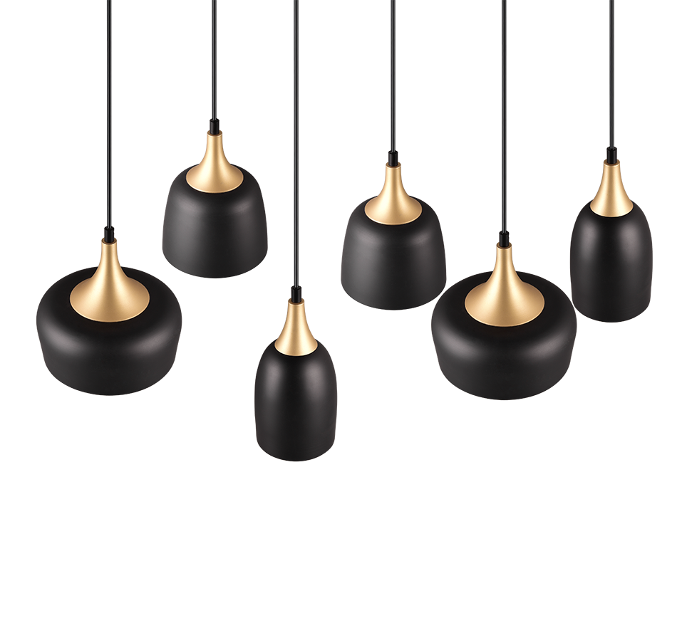 Rippuv valgusti 6 tk E27 matt must/matt messing - Image 5