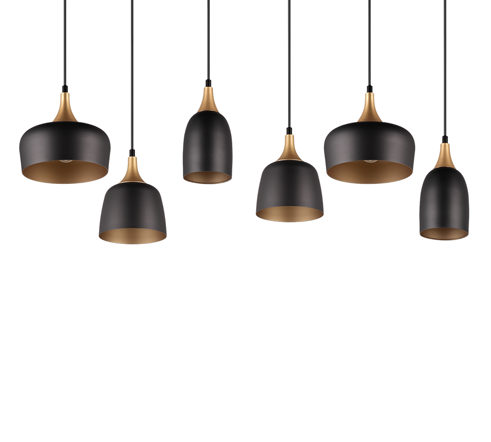 Rippuv valgusti 6 tk E27 matt must/matt messing - Image 8