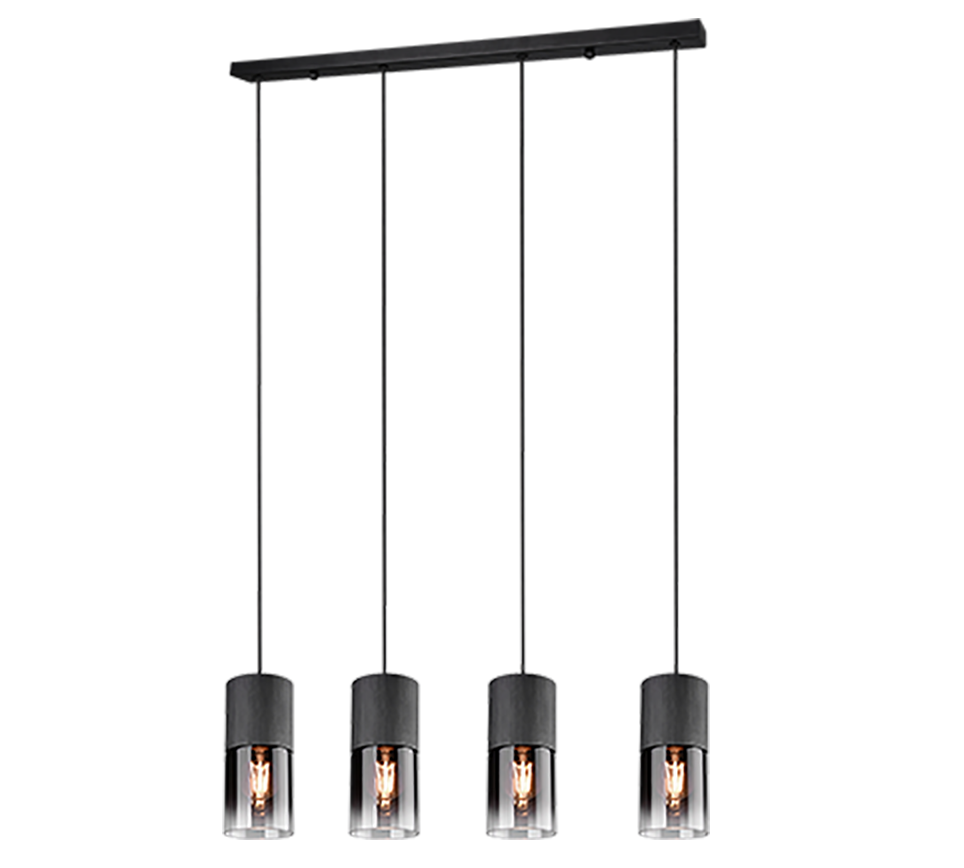 Rippuv valgusti 4 tk E27 matt must/suitsu