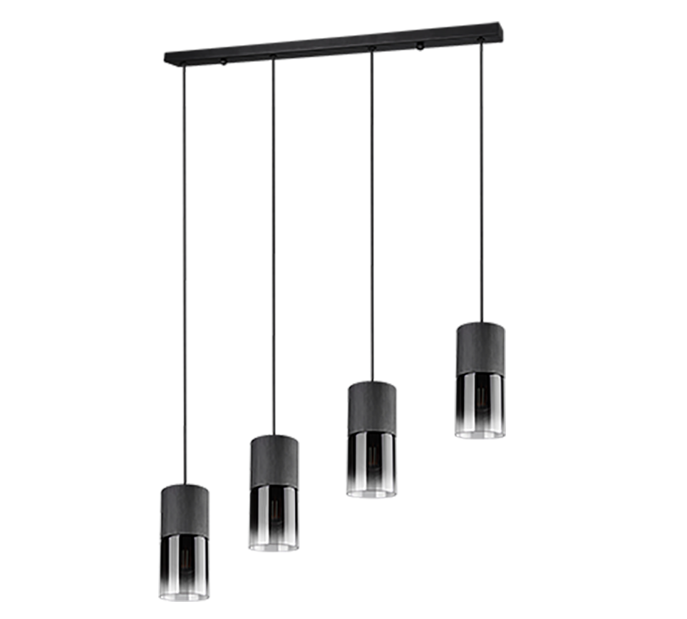 Rippuv valgusti 4 tk E27 matt must/suitsu - Image 3