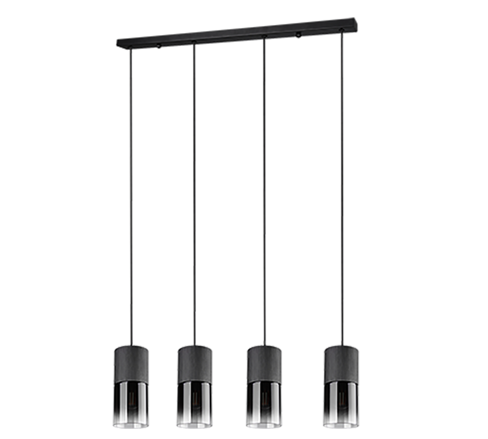 Rippuv valgusti 4 tk E27 matt must/suitsu - Image 4