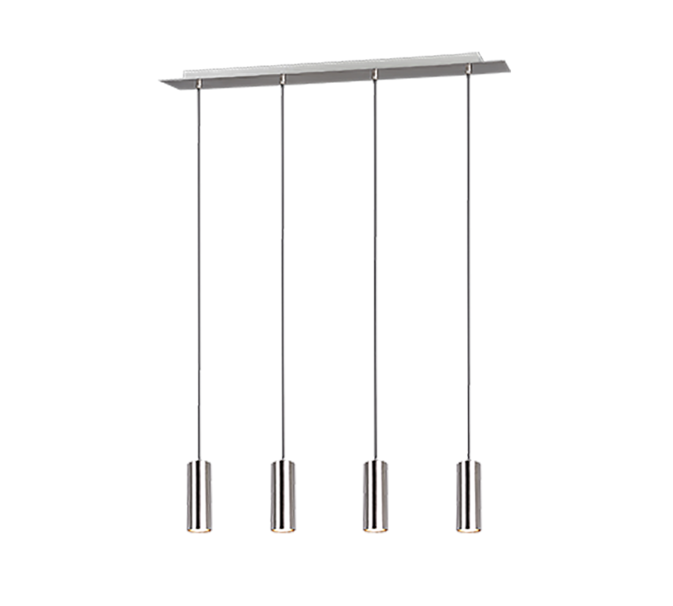 Rippuv valgusti 4-osaline 75 cm GU10 hõbedane