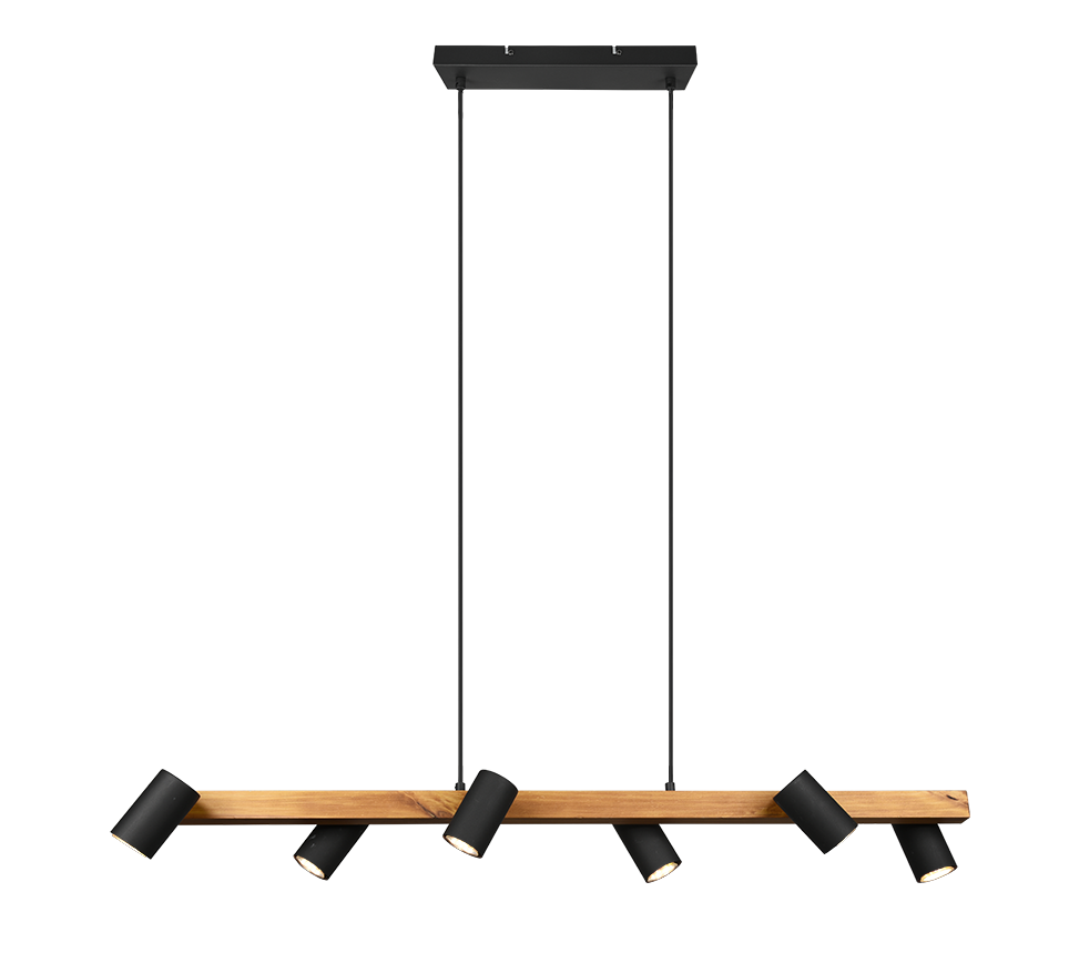 Rippuv valgusti 6 tk 115 cm GU10 matt must/puit - Image 3