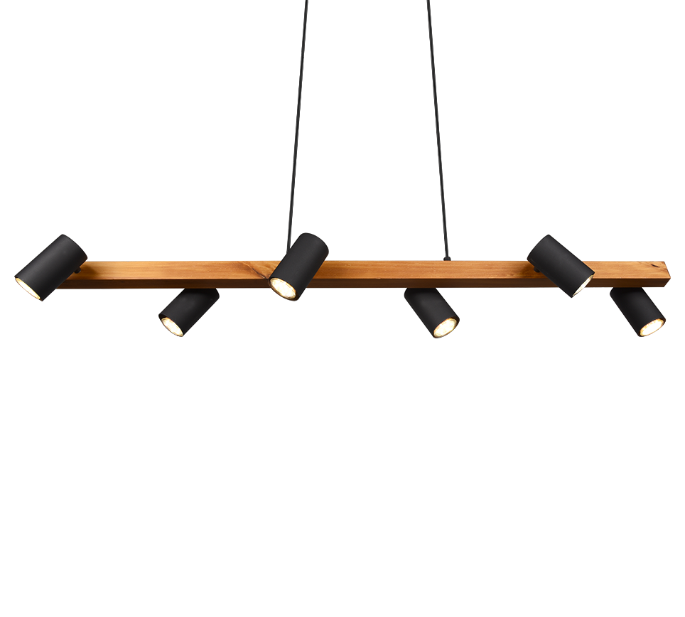 Rippuv valgusti 6 tk 115 cm GU10 matt must/puit - Image 4