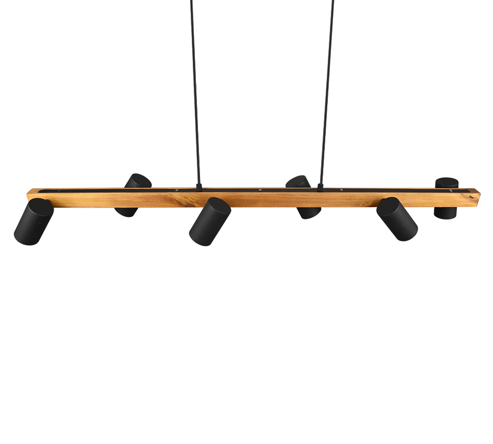 Rippuv valgusti 6 tk 115 cm GU10 matt must/puit - Image 5