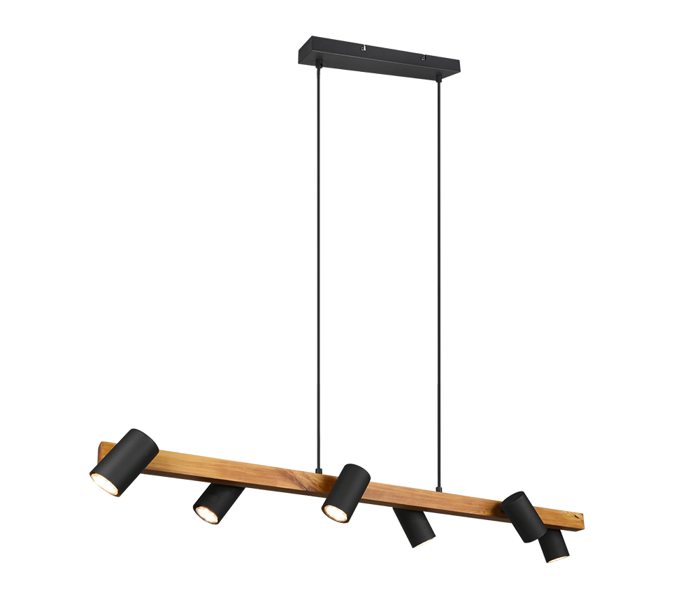 Rippuv valgusti 6 tk 115 cm GU10 matt must/puit - Image 6