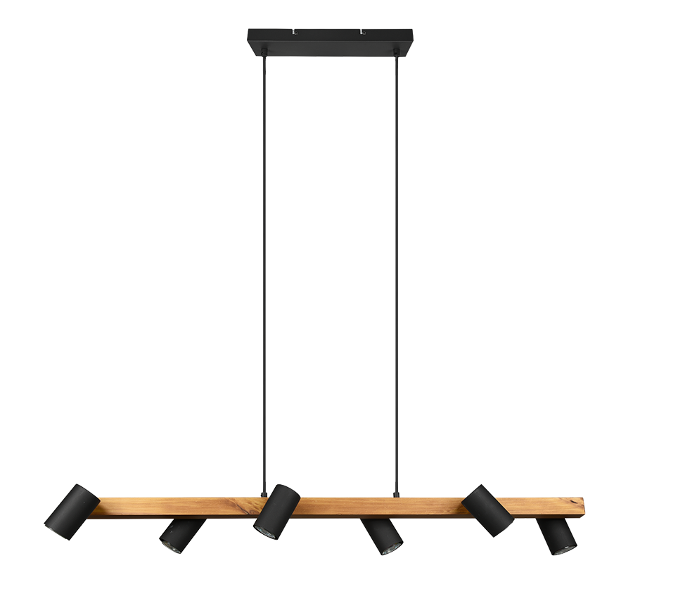 Rippuv valgusti 6 tk 115 cm GU10 matt must/puit - Image 7