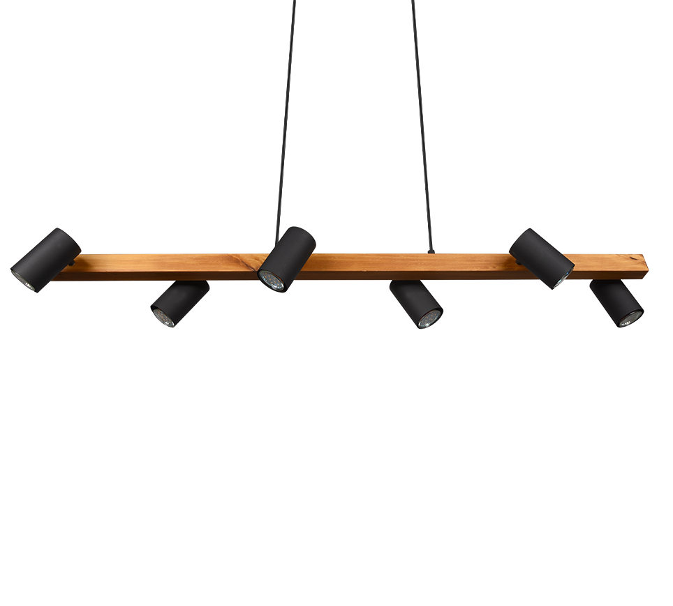 Rippuv valgusti 6 tk 115 cm GU10 matt must/puit - Image 8