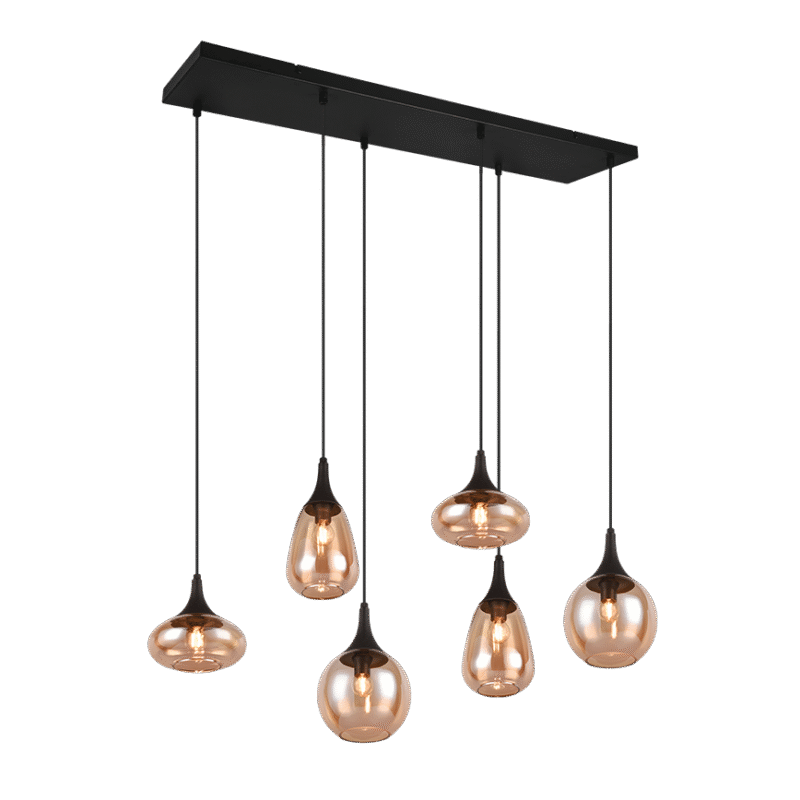 Rippuv valgusti 6 tk E14 must/amber