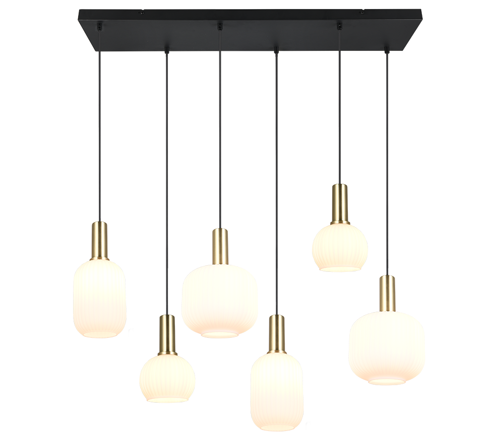 Rippuv valgusti 6 tk E27 matt messing/valge - Image 2