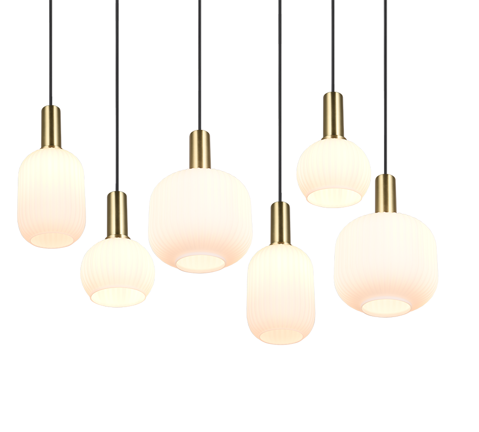 Rippuv valgusti 6 tk E27 matt messing/valge - Image 4