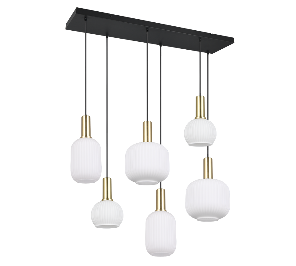 Rippuv valgusti 6 tk E27 matt messing/valge - Image 5