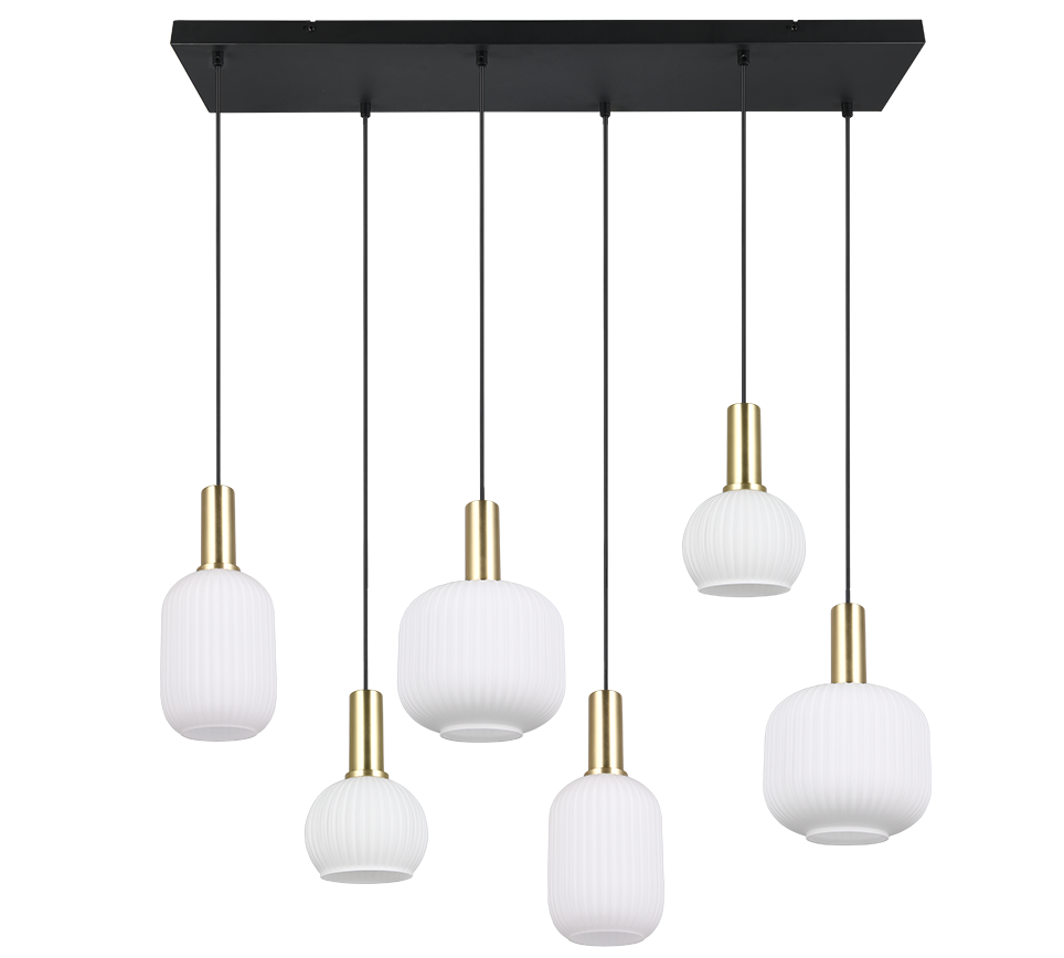 Rippuv valgusti 6 tk E27 matt messing/valge - Image 6