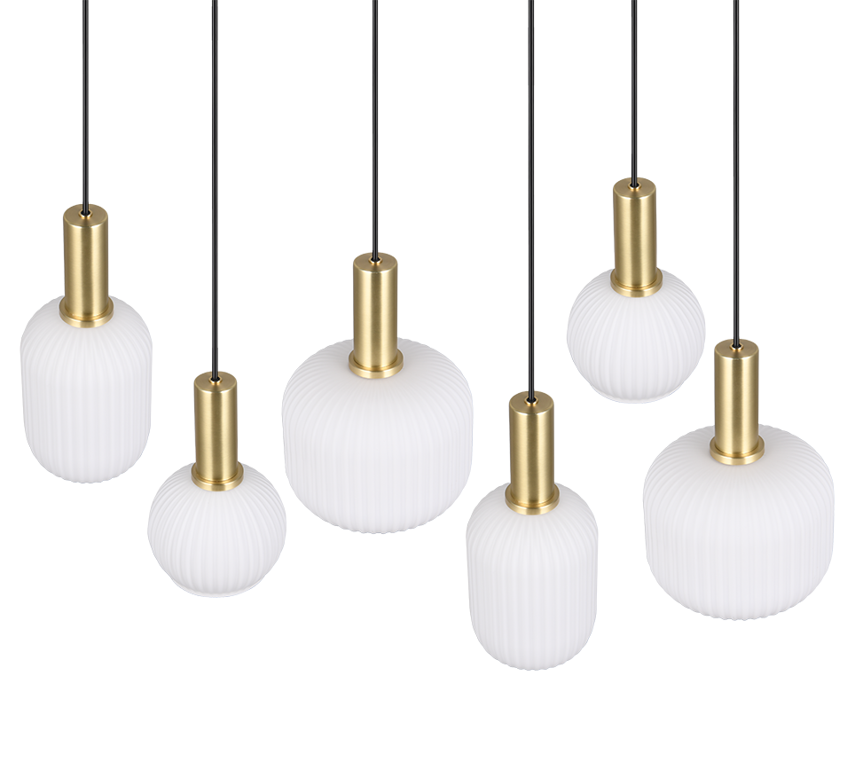 Rippuv valgusti 6 tk E27 matt messing/valge - Image 7