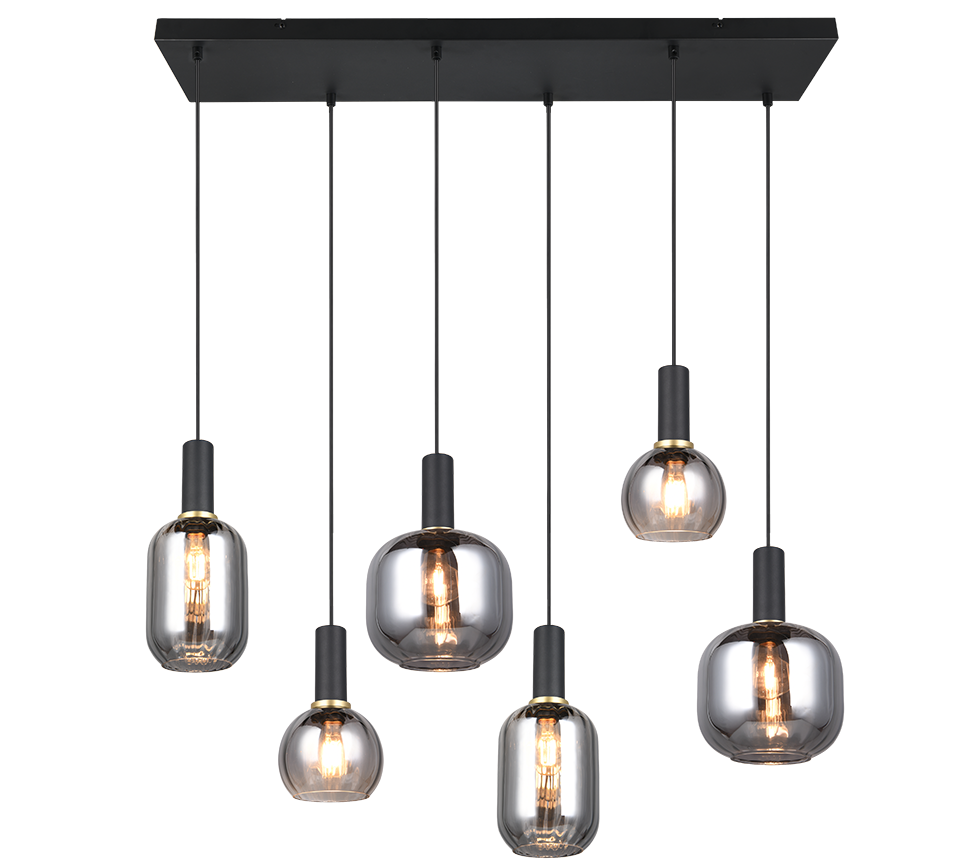 Rippuv valgusti 6 tk E27 matt must/hõbedane - Image 2