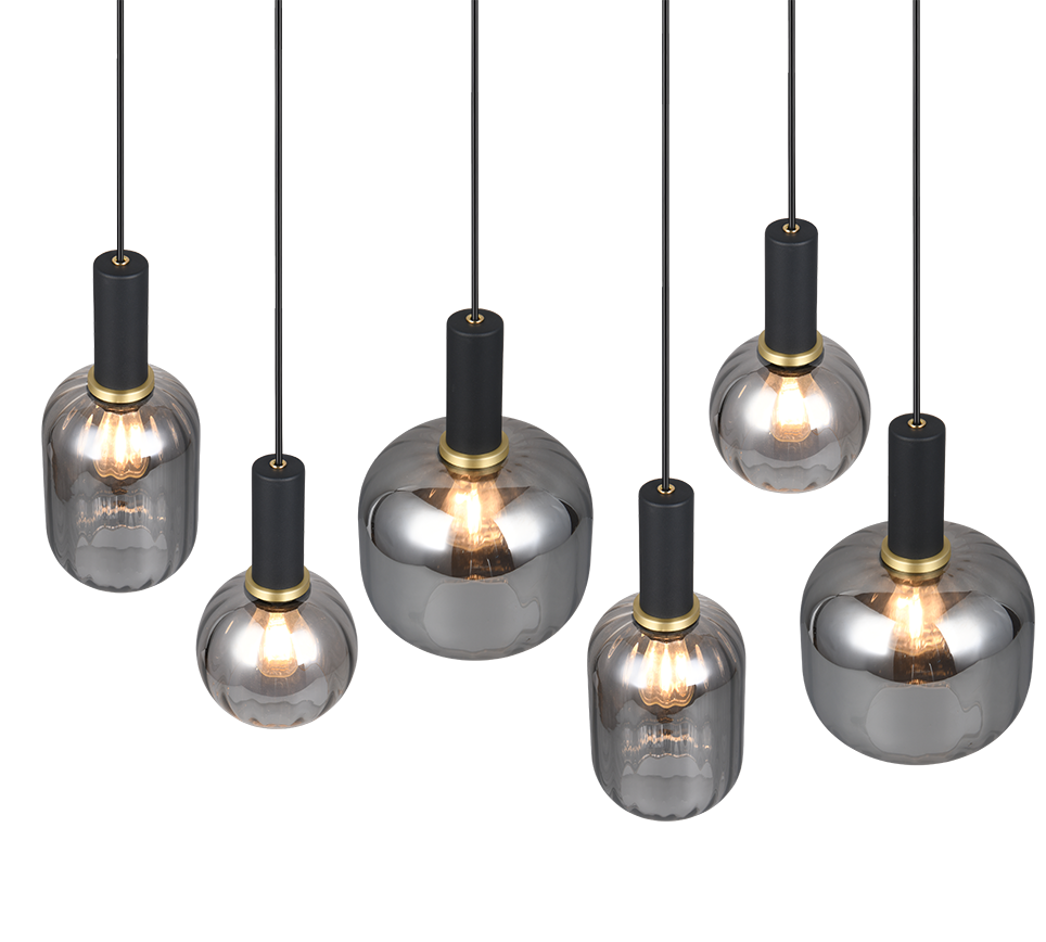 Rippuv valgusti 6 tk E27 matt must/hõbedane - Image 3