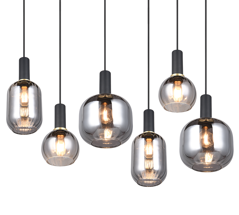 Rippuv valgusti 6 tk E27 matt must/hõbedane - Image 4