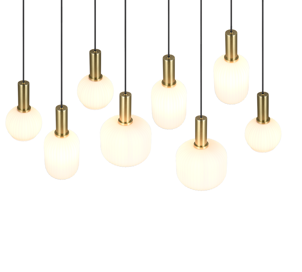 Rippuv valgusti 8 tk E27 matt messing/valge - Image 3