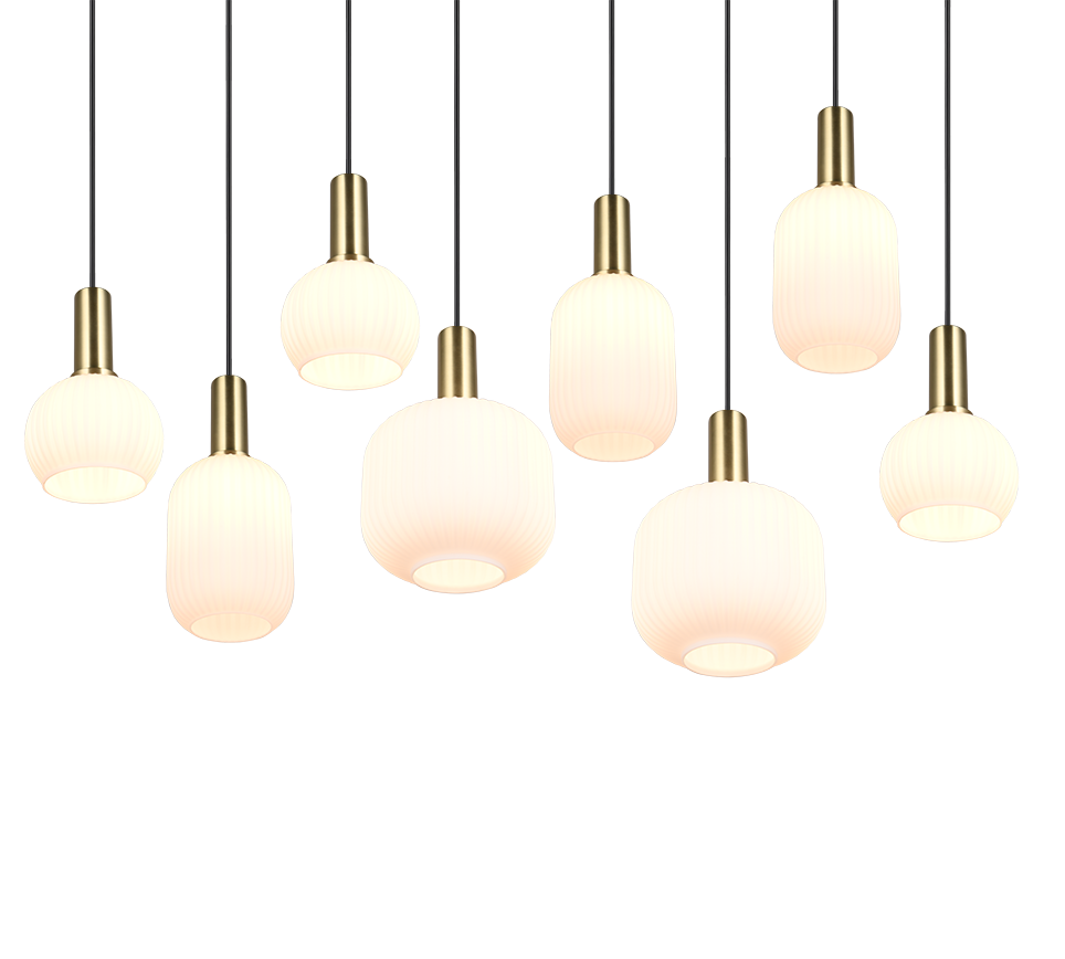 Rippuv valgusti 8 tk E27 matt messing/valge - Image 4