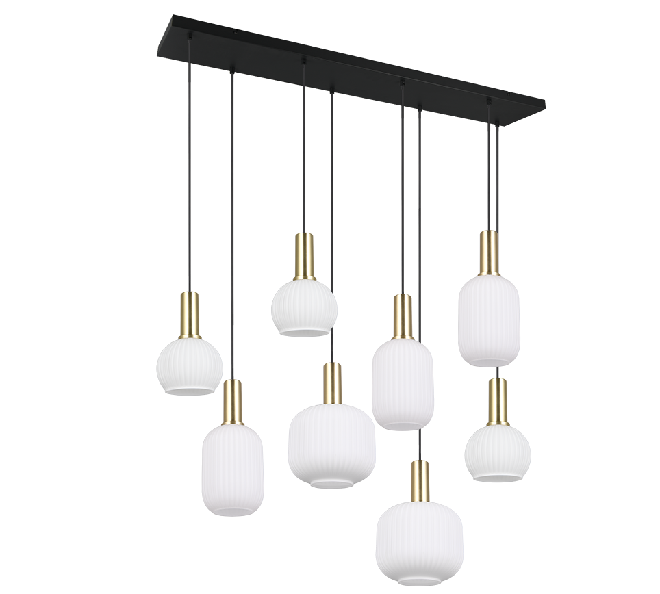 Rippuv valgusti 8 tk E27 matt messing/valge - Image 5