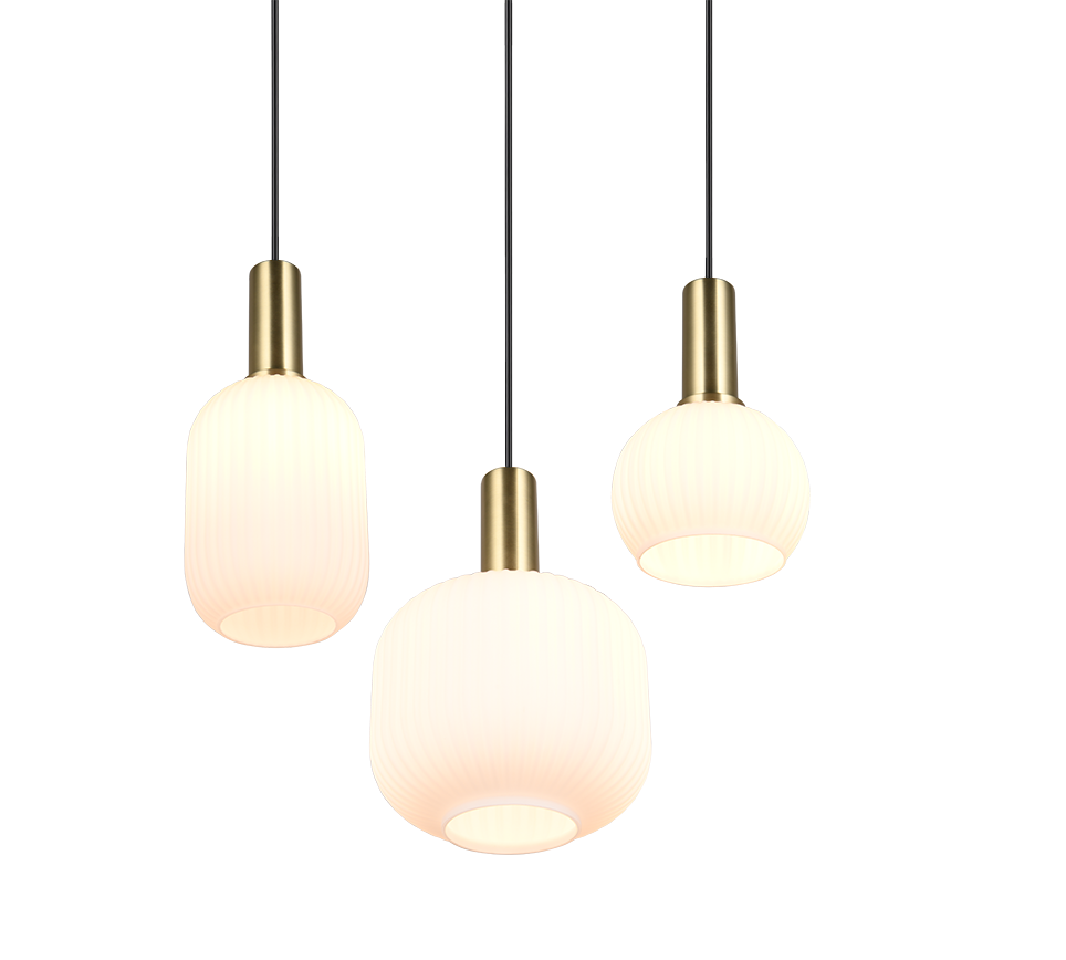 Rippuv valgusti 3 tk E27 matt messing/valge - Image 3