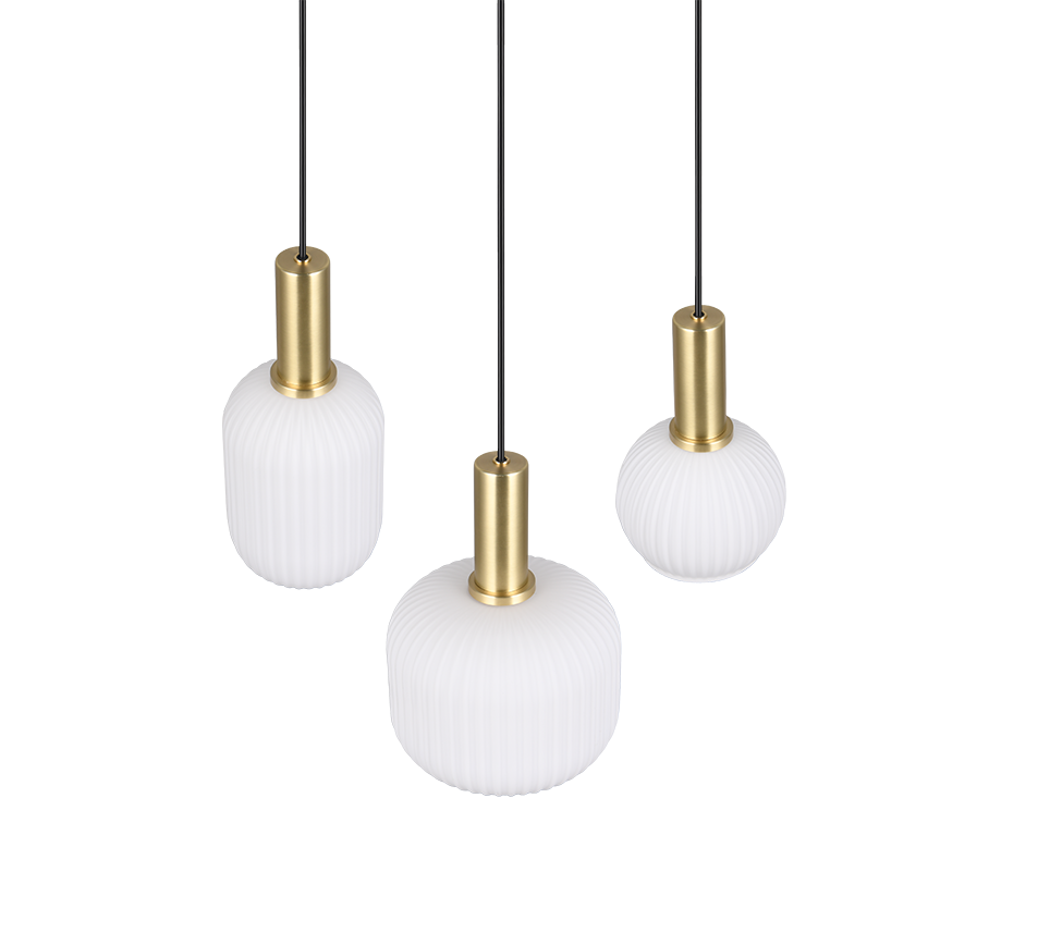 Rippuv valgusti 3 tk E27 matt messing/valge - Image 5