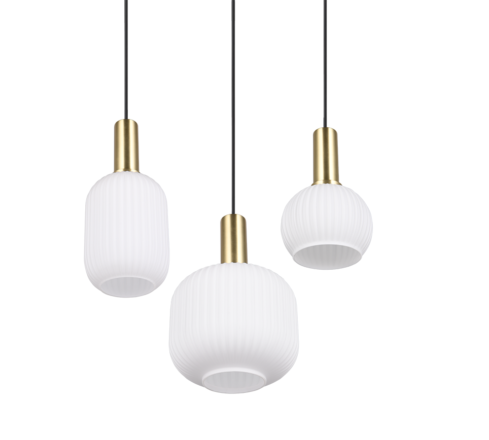 Rippuv valgusti 3 tk E27 matt messing/valge - Image 6