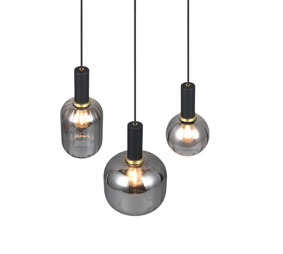 Rippuv valgusti 3 tk E27 matt must/hõbedane - Image 3
