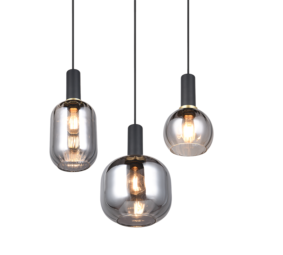 Rippuv valgusti 3 tk E27 matt must/hõbedane - Image 4