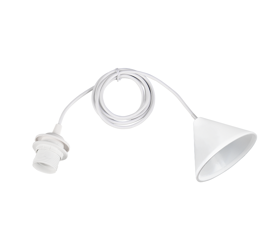 Rippuv valgusti E27 2m valge plastkaabliga - Image 2