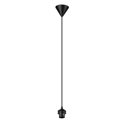 Rippuv valgusti E27 2m must plastkaabliga
