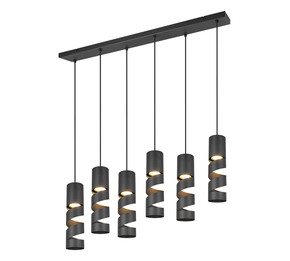 Rippuv valgusti 6 tk GU10 must matte