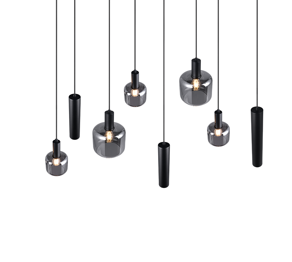 Rippuv valgusti 8-osaline matt must/hõbedane - Image 4