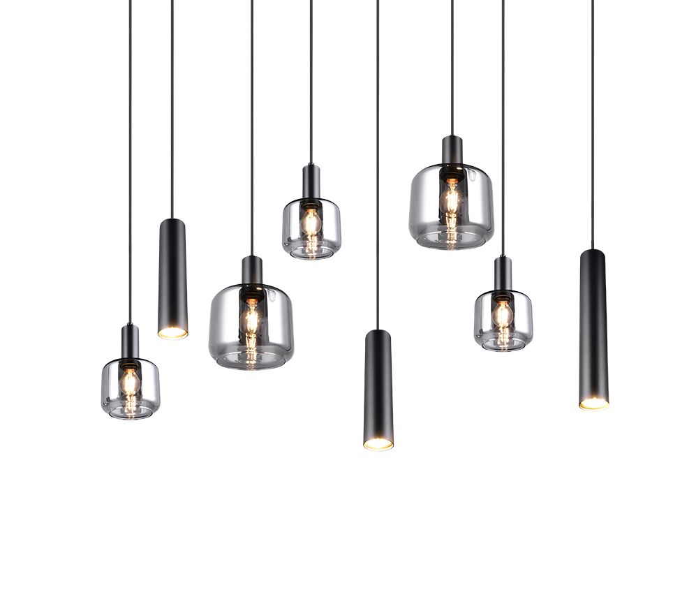 Rippuv valgusti 8-osaline matt must/hõbedane - Image 5