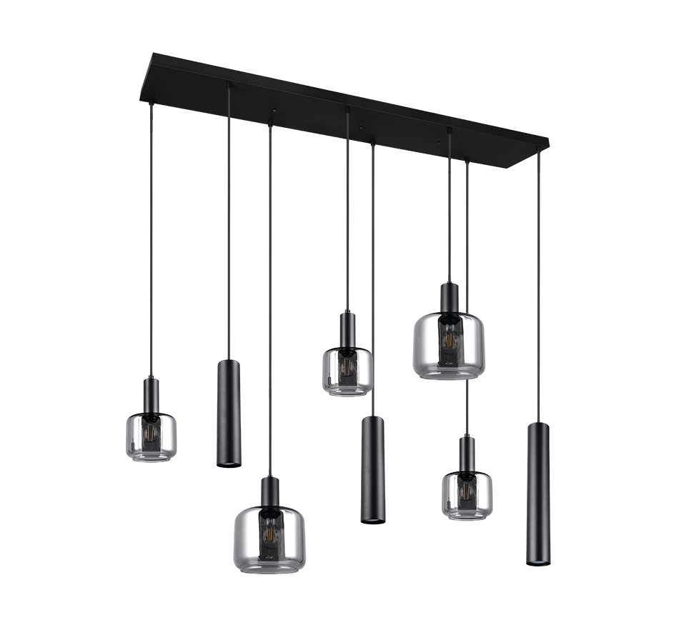 Rippuv valgusti 8-osaline matt must/hõbedane - Image 6