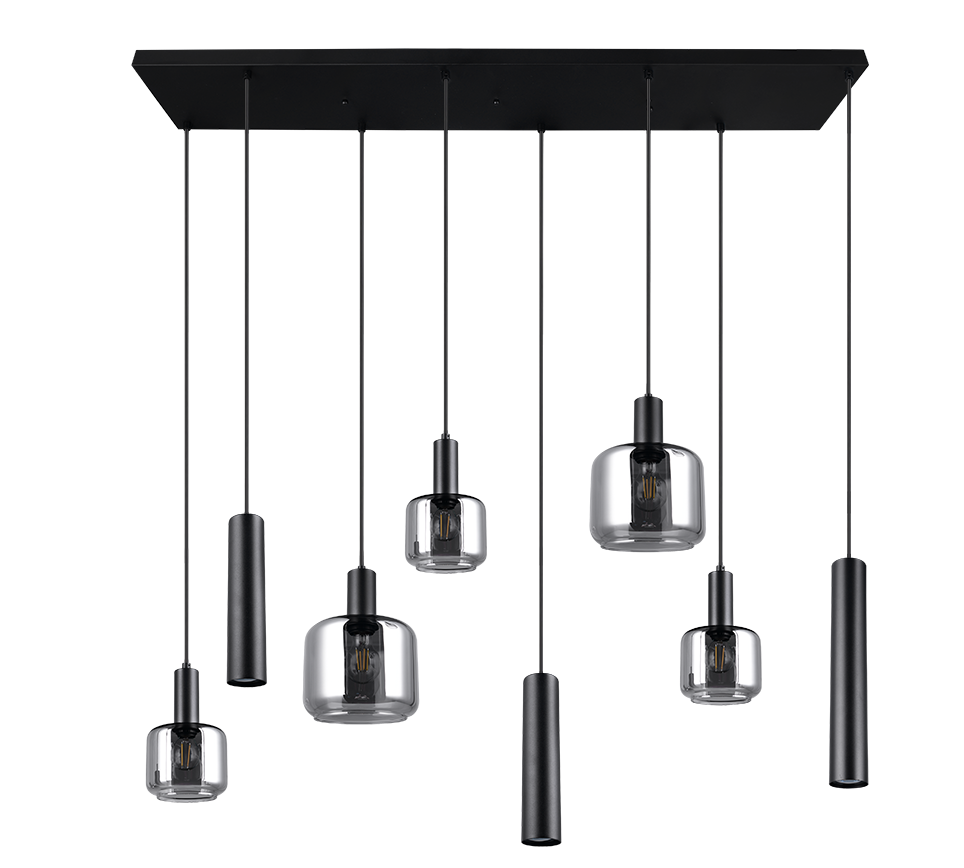 Rippuv valgusti 8-osaline matt must/hõbedane - Image 7