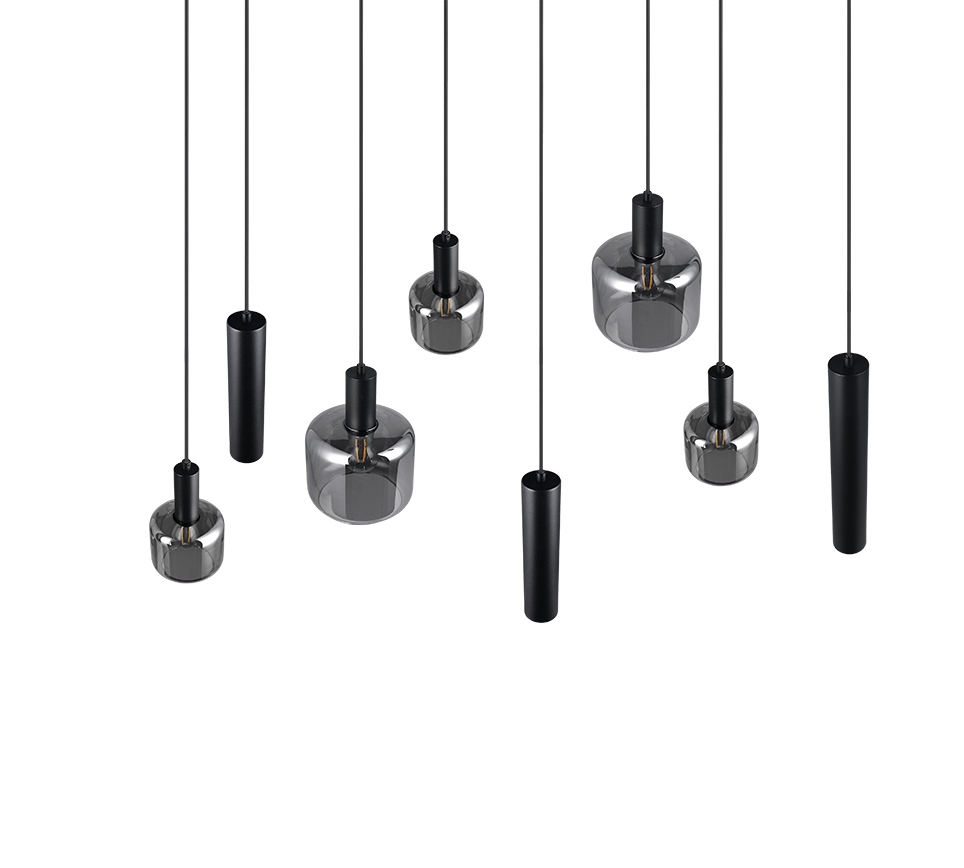 Rippuv valgusti 8-osaline matt must/hõbedane - Image 8