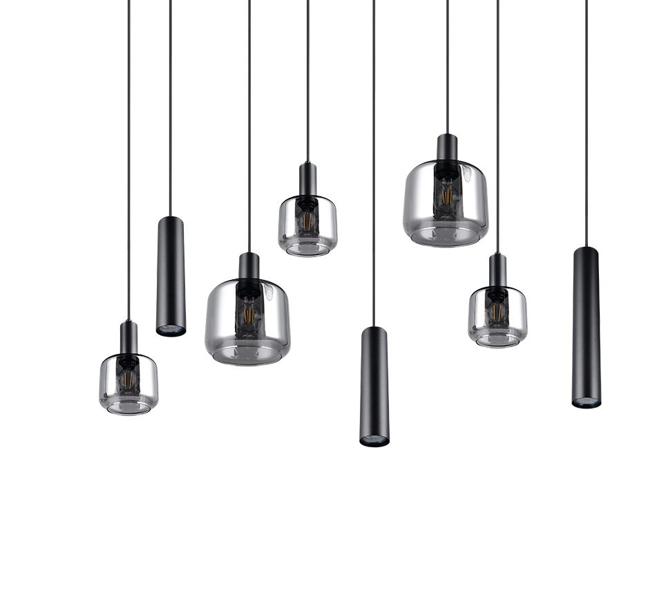 Rippuv valgusti 8-osaline matt must/hõbedane - Image 9