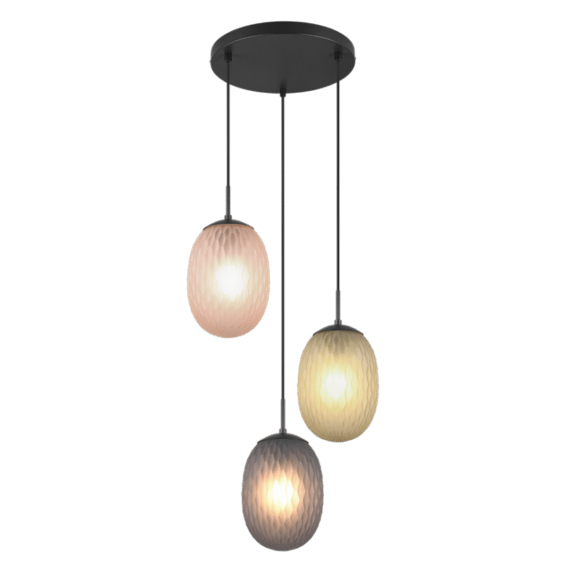 Rippuv valgusti 3 tk E27 must/multivärviline